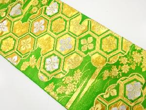 アンティーク　黒田政機業店製　雲取りに菊・花亀甲模様織り出し袋帯（材料）